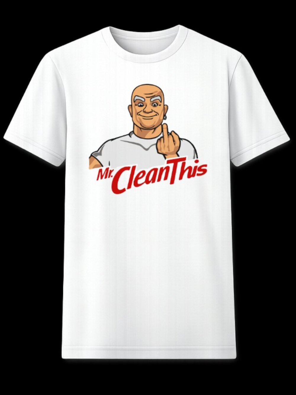 Men XL Funny White Mr. Clean this T-Shirt